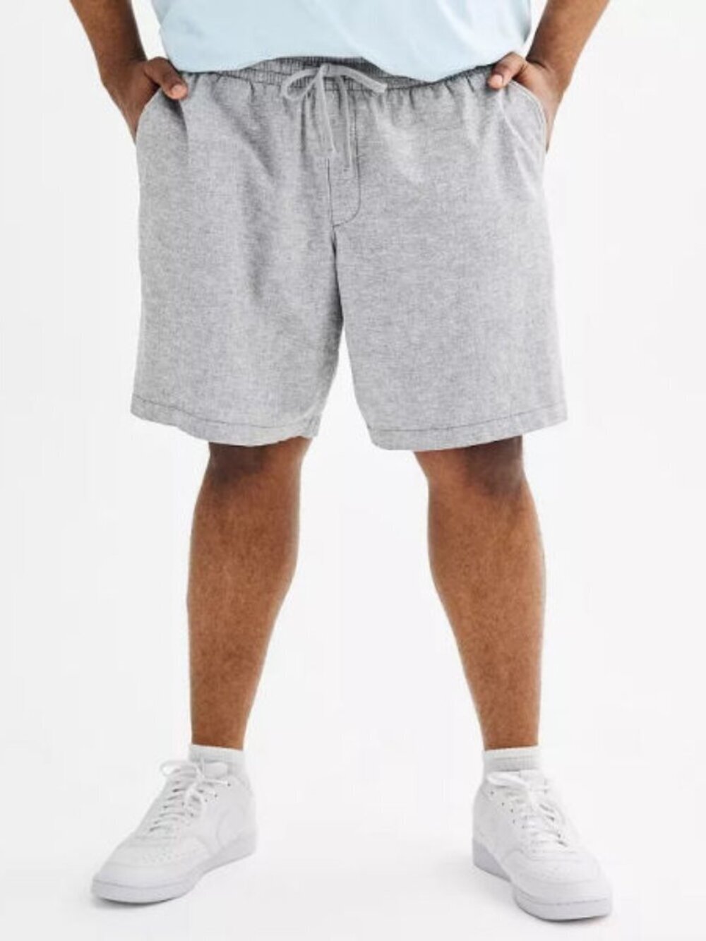 Sonoma Pull On Shorts Mens 3XB Linen Cotton Pockets Beach Resort Casual Gray NWT